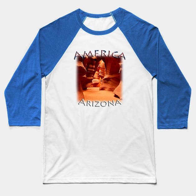 America - Arizona - Antelope Canyon Baseball T-Shirt by TouristMerch